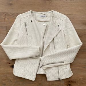 Cream Calvin Klein Leather Jacket
